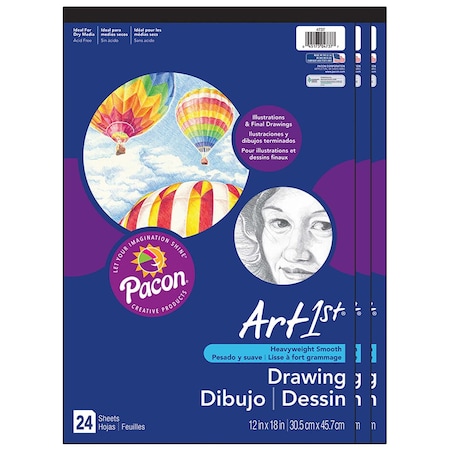 Ucreate Art1st Drawing Paper Pad, Heavyweight, 12x18, 24 Sheets, PK3 P4737
